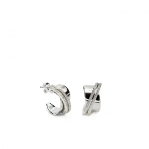 Pendientes Aro | LINEARGENT Pendientes aro diseño irregular con doble carril de circonita