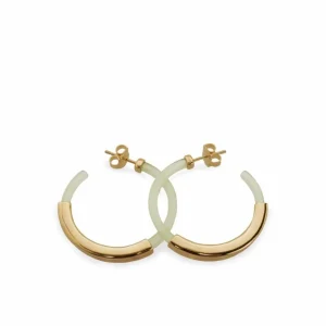 Pendientes Aro | LINEARGENT Pendientes aro diseño resina tono verde y banda de plata lisa central