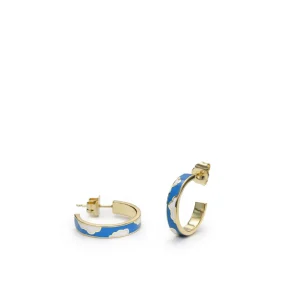 Pendientes Aro | LINEARGENT Pendientes aro esmalte azul elécrtico detalle de nubes