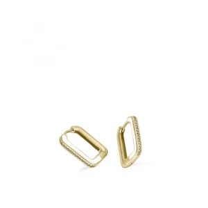Pendientes Originales | LINEARGENT Pendientes aro esmalte en plata diseño cuadrado blanco