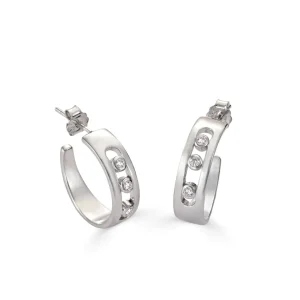 Pendientes Aro | LINEARGENT Pendientes aro estilo rectangular con circonitas centrales