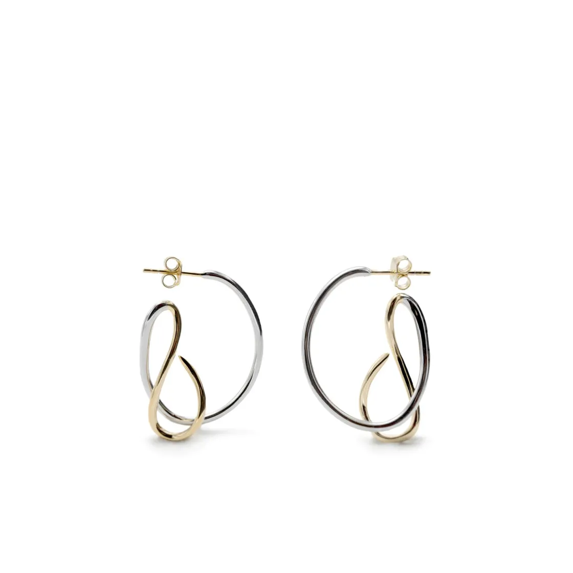 Pendientes Originales | LINEARGENT Pendientes aro originales de plata diseño bicolor