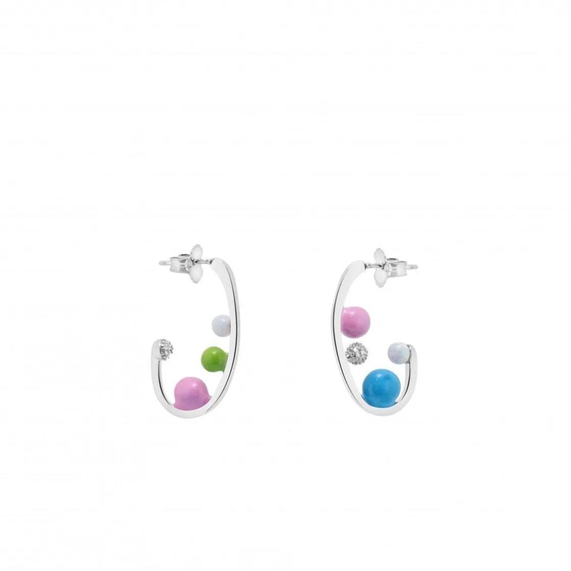 Pendientes Originales | Pendientes Aro | LINEARGENT Pendientes aro originales detalle de esmalte y circonita