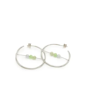 Pendientes Aro | LINEARGENT Pendientes aro originales diseño barra central con tres cuarzos adamantinos