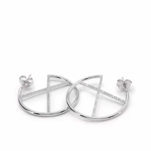 Pendientes Aro | LINEARGENT Pendientes aro originales diseño carriles de circonita cruzados
