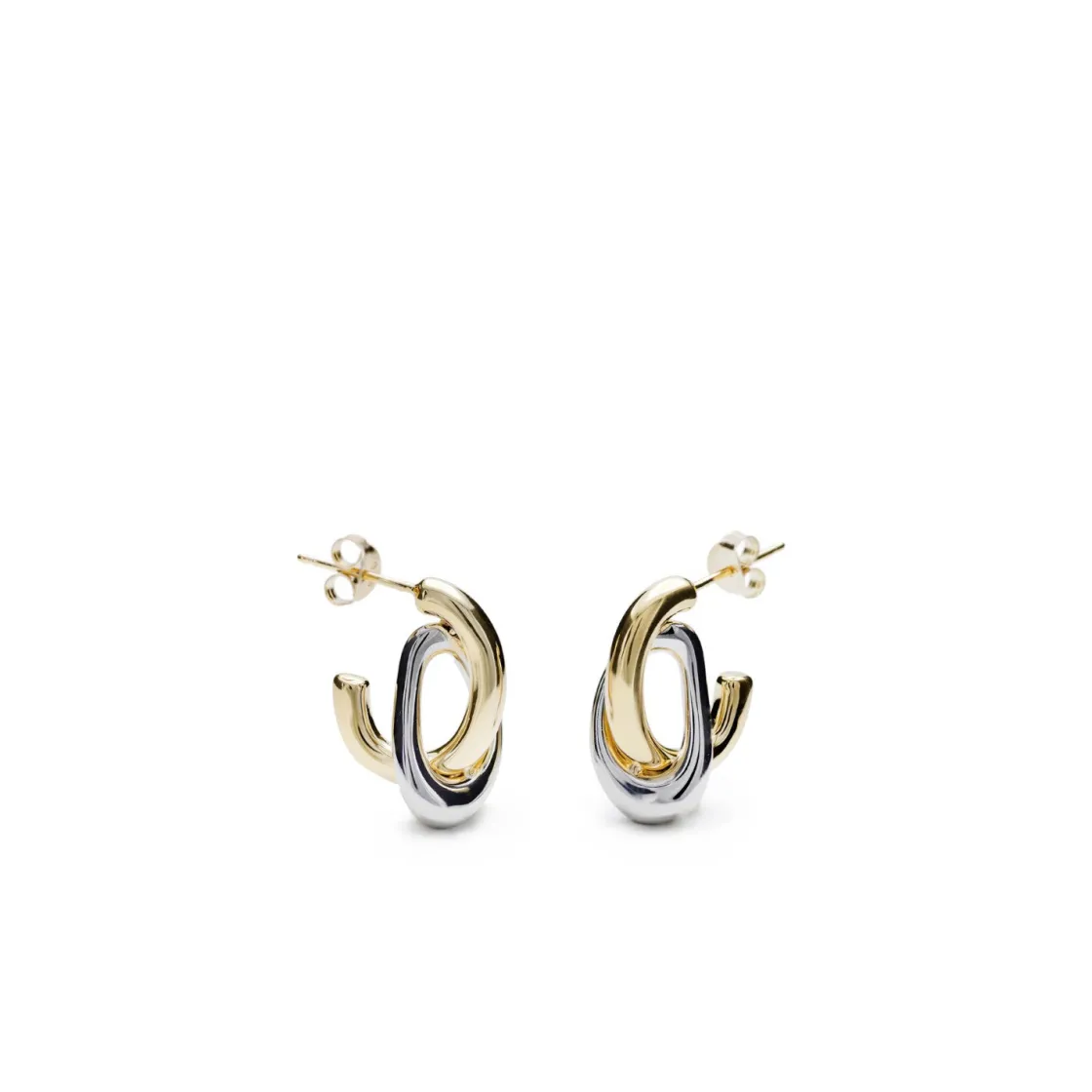 Pendientes Bicolor | LINEARGENT Pendientes aro originales diseño grueso bicolor entrelazado