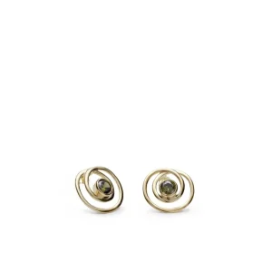 Pendientes De Piedras De Colores | Pendientes Pequeños | LINEARGENT Pendientes aro originales estilo espiral con circonitas tono verde