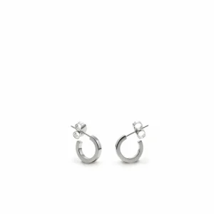Pendientes Aro | LINEARGENT Pendientes aro pequeños de plata diseño cuadrado