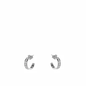 Pendientes Aro | LINEARGENT Pendientes aro pequeños diseño carril de circonitas