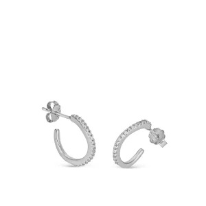 Pendientes Aro | LINEARGENT Pendientes aro pequeños diseño curvilíneo con circonitas
