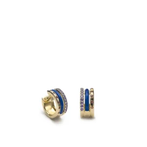 Pendientes De Piedras De Colores | LINEARGENT Pendientes aro pequeños diseño esmalte azul marino con circonita