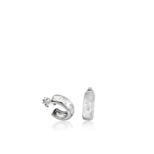 Pendientes Aro | LINEARGENT Pendientes aro pequeños diseño grueso con circonitas