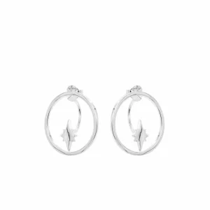 Pendientes Aro | LINEARGENT Pendientes aro plata circulares con estrella polar