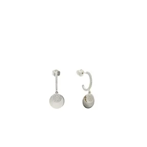 Pendientes Aro | LINEARGENT Pendientes aro plata con colgante con motivo circular colgante y circonitas