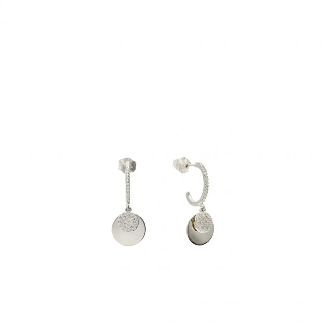 Pendientes Aro | LINEARGENT Pendientes aro plata con colgante con motivo circular colgante y circonitas
