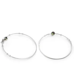 Pendientes Aro | LINEARGENT Pendientes aro plata grandes finos con labradorita