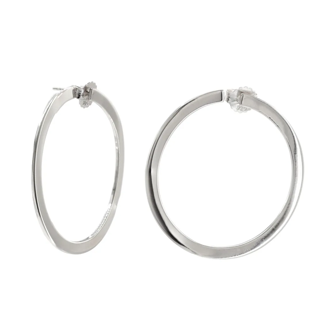 Pendientes Aro | LINEARGENT Pendientes aro plata lista diseño plano y lateral