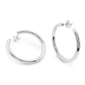 Pendientes Originales | Pendientes Aro | LINEARGENT Pendientes aro plata lista diseño tubular y lateral
