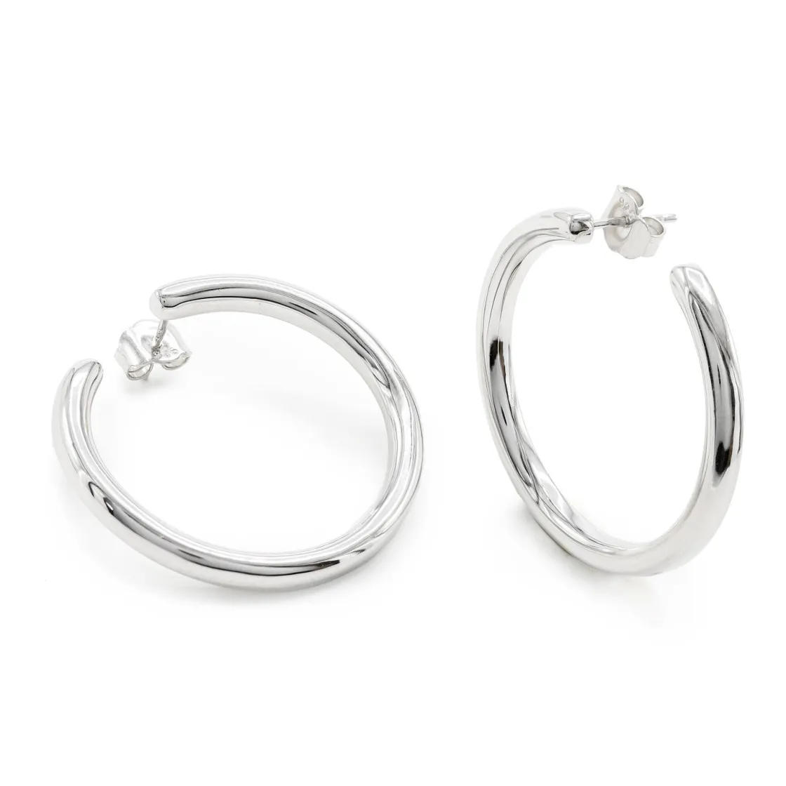 Pendientes Originales | Pendientes Aro | LINEARGENT Pendientes aro plata lista diseño tubular y lateral