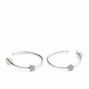 Pendientes Aro | LINEARGENT Pendientes aro plata muy fino con motivo de flor y circonitas