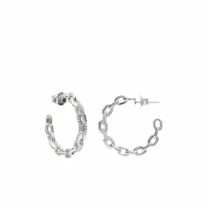 Pendientes Aro | LINEARGENT Pendientes aro plata originales diseño de cadena y detalle circonitas