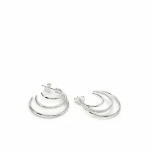 Pendientes Aro | LINEARGENT Pendientes aro plata pequeños triple aro con circonitas