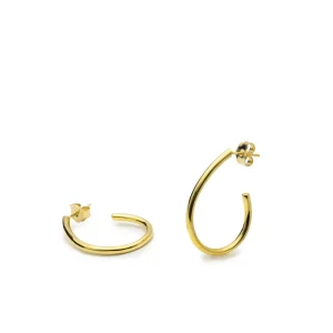 Pendientes Aro | LINEARGENT Pendientes aro semiabierto estilo pera y plata bañada en oro