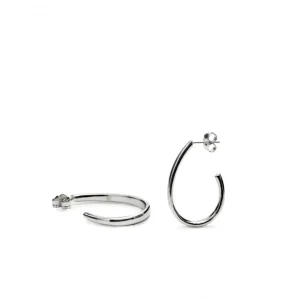 Pendientes Aro | LINEARGENT Pendientes aro semiabierto estilo pera y plata lisa tamaño mediano