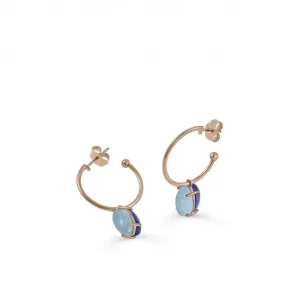 Pendientes De Piedra Natural | Pendientes Con Colgantes | LINEARGENT Pendientes aros con colgantes de cuarzo adamantino azul
