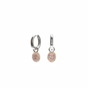 Pendientes Aro | LINEARGENT Pendientes aros con colgantes diseño charm de circonitas rosas