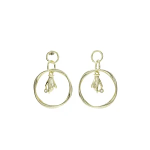 Pendientes Con Colgantes | Pendientes Aro | LINEARGENT Pendientes aros con colgantes diseño charm de mano y circonita