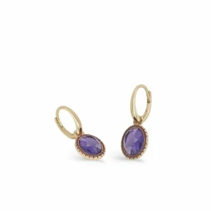 Pendientes De Piedras De Colores | Pendientes Con Colgantes | LINEARGENT Pendientes aros con colgantes diseño circular tono amatista
