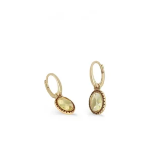 Pendientes De Piedras De Colores | Pendientes Con Colgantes | LINEARGENT Pendientes aros con colgantes diseño circular tono champán