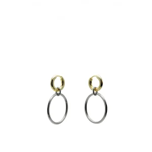 Pendientes Bicolor | Pendientes Aro | LINEARGENT Pendientes aros con colgantes diseño de doble aro multi tamaño