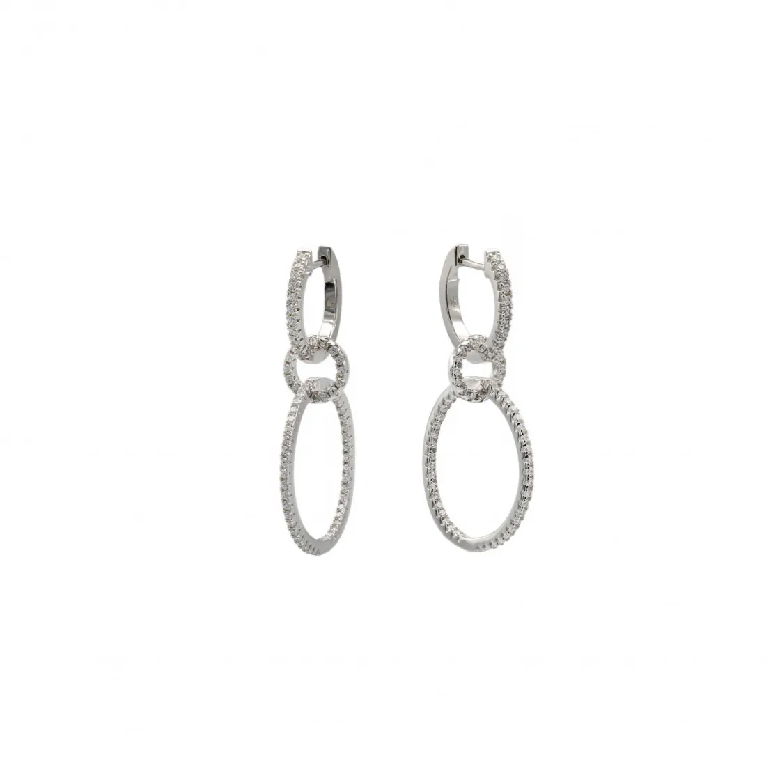 Pendientes Originales | Pendientes Largos | LINEARGENT Pendientes aros con colgantes diseño de triple aro con circonitas
