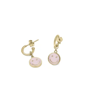 Pendientes Con Colgantes | LINEARGENT Pendientes aros con colgantes diseño medalla smile en esmalte