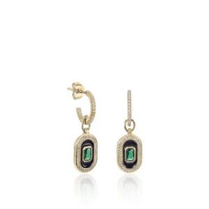 Pendientes Largos | LINEARGENT Pendientes aros con colgantes diseño ovalado con circonitas