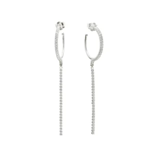 Pendientes Largos | Pendientes Con Colgantes | LINEARGENT Pendientes aros con colgantes diseño tira de circonitas