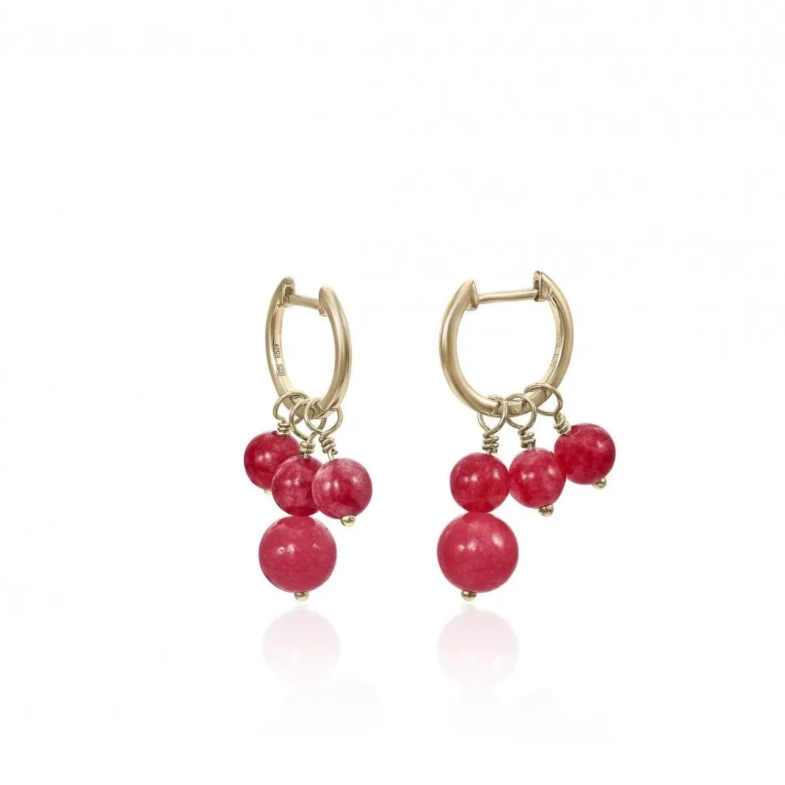 Pendientes De Piedra Natural | LINEARGENT Pendientes aros con colgantes diseño tres charms bolas corales