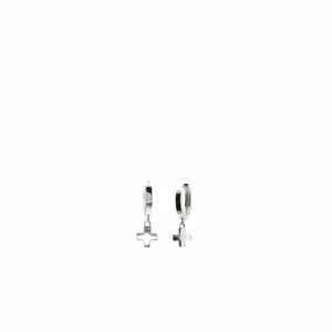 Pendientes Aro | LINEARGENT Pendientes aros con colgantes estilo charm en forma de cruz