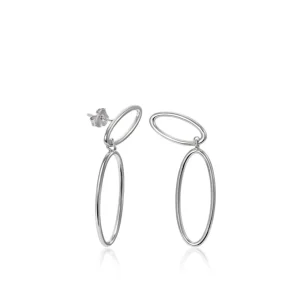 Pendientes Largos | LINEARGENT Pendientes aros con colgantes forma ovalada