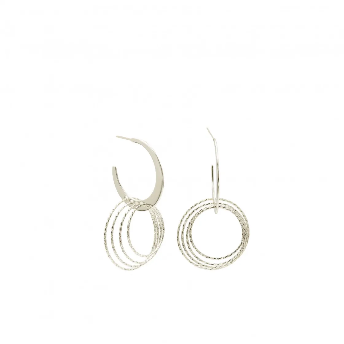 Pendientes Con Colgantes | LINEARGENT Pendientes aros con colgantes motivo anillas en plata lisa