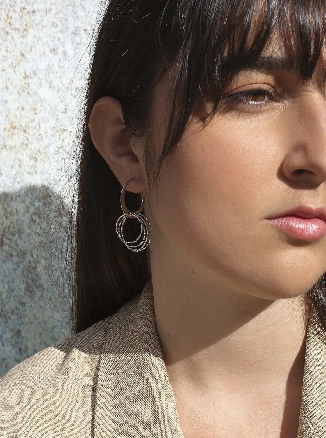 Pendientes Con Colgantes | LINEARGENT Pendientes aros con colgantes motivo anillas en plata lisa