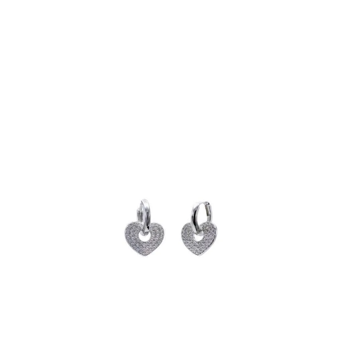 Pendientes Pequeños | LINEARGENT Pendientes aros con colgantes motivo corazón en plata lisa