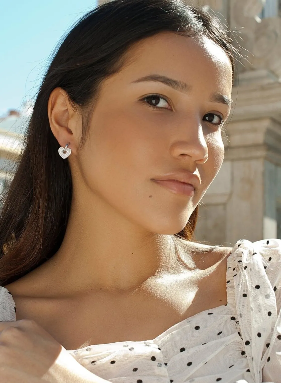 Pendientes Pequeños | LINEARGENT Pendientes aros con colgantes motivo corazón en plata lisa