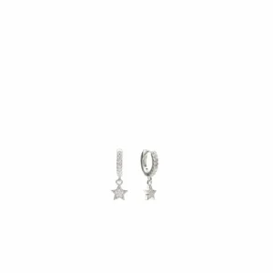 Pendientes Aro | LINEARGENT Pendientes aros con colgantes y charm de estrella con circonitas