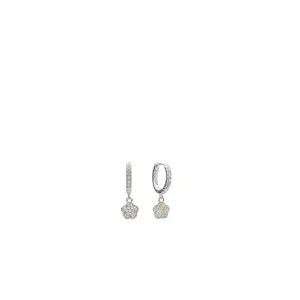 Pendientes Aro | LINEARGENT Pendientes aros con colgantes y charm en forma de flor con circonitas