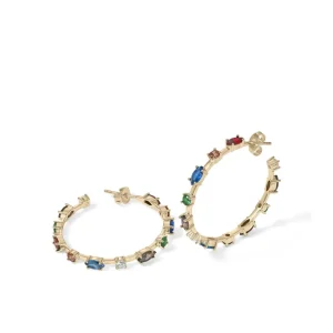 Pendientes Aro | LINEARGENT Pendientes aros con piedras brillantes dispuestas linealmente