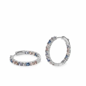 Pendientes Aro | LINEARGENT Pendientes aros con piedras de colores talla redonda