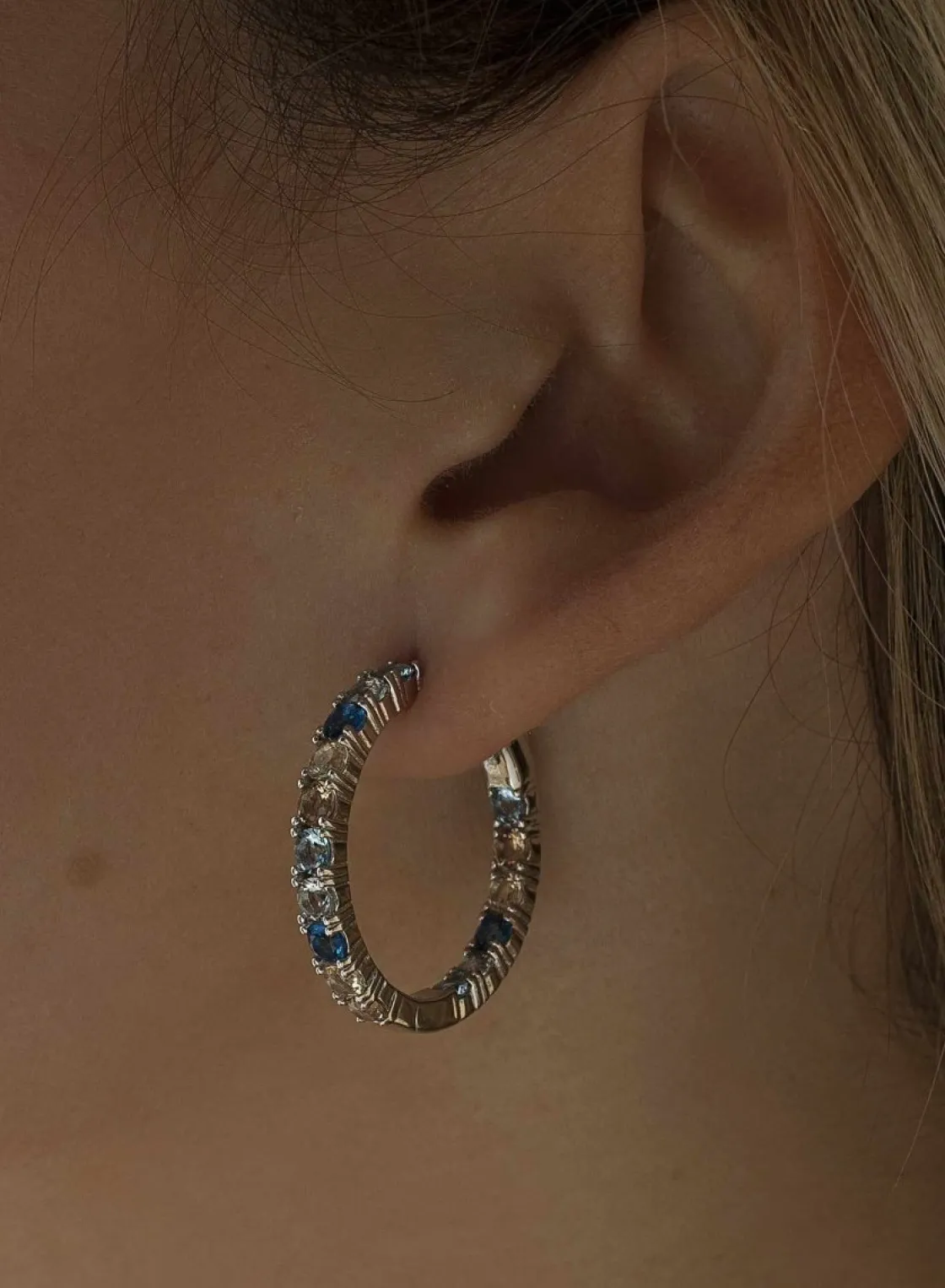 Pendientes Aro | LINEARGENT Pendientes aros con piedras de colores talla redonda